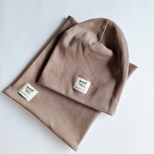 Komplet  prążkowany  dwuwarstwowy TAUPE GREY