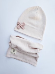 Komplet dziewczęcy jednowarstwowy czapka z tubą Lea