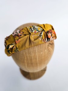 Opaska marszczona musztardowa wzór 