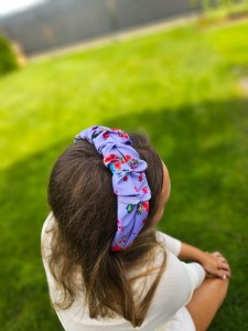 Opaska marszczona fioletowa wzór