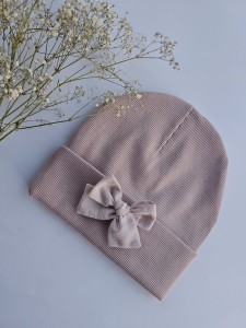 Czapka PUDRÓWKA z kokardką BEIGE
