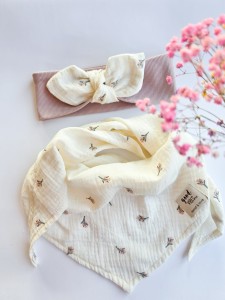 Komplet opaska  PUDER PINK + chustka 